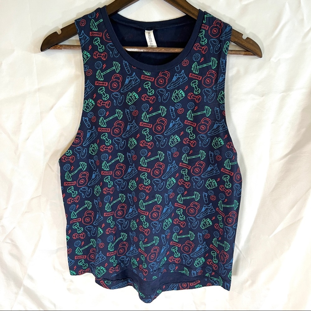 LFT CLOTHING CO. | Women | Muscle Tank Top | Navy Blue Print | Size L